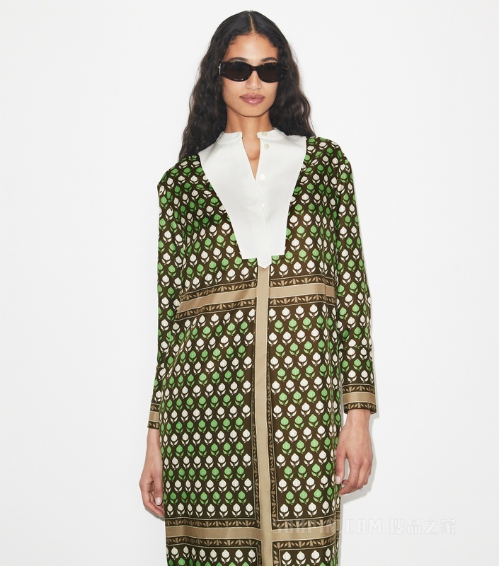 【新品】桑蚕丝衬衫裙 巧克力