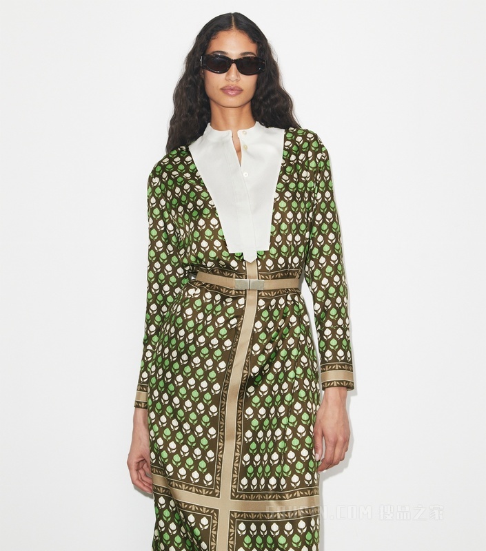 【新品】桑蚕丝衬衫裙 巧克力