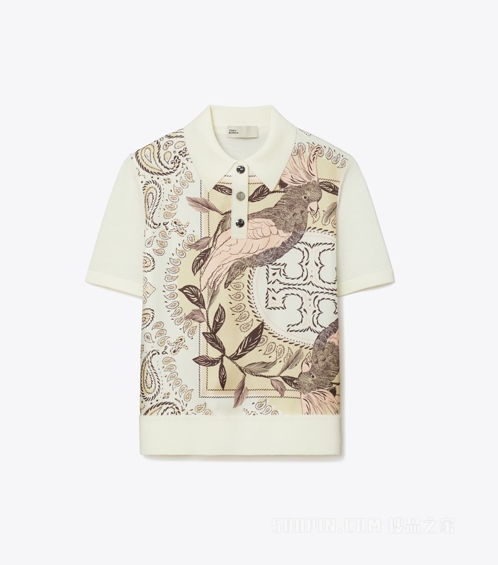 【新品】桑蚕丝 Polo 衫 象牙色／柔和粉