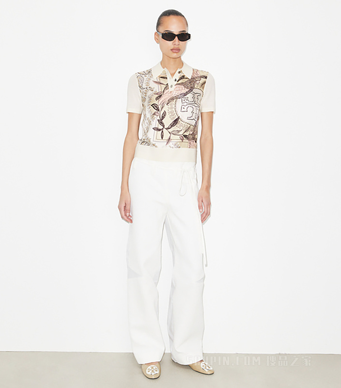 【新品】桑蚕丝 Polo 衫 象牙色／柔和粉