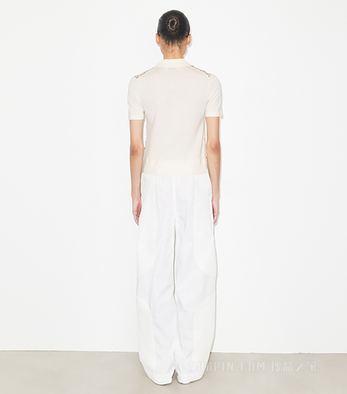 【新品】桑蚕丝 Polo 衫 象牙色／柔和粉