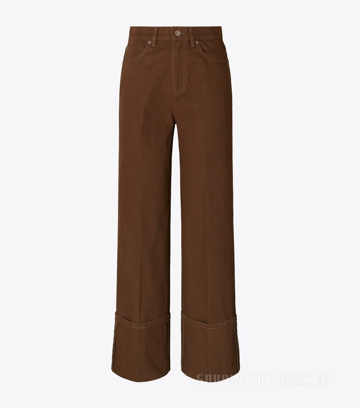 【新品】直筒牛仔裤 棕色