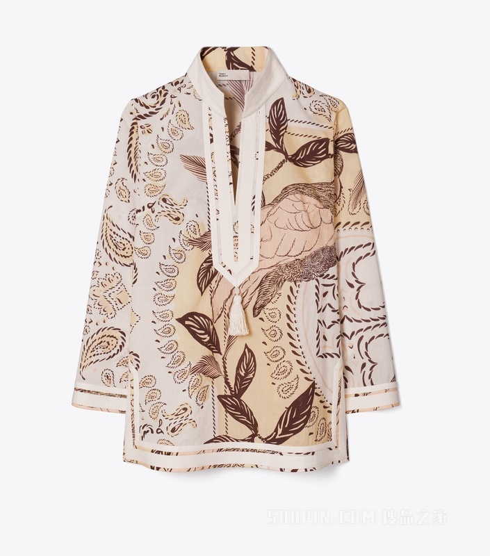 【新品】印花棉质 Tory 罩衫 绯红鹦鹉粉