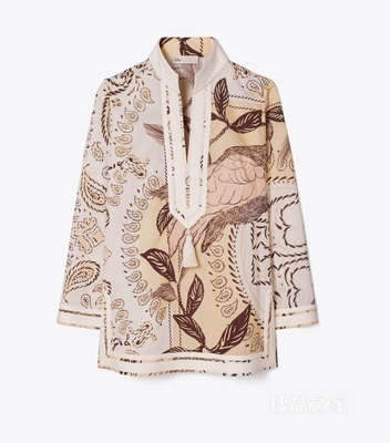 【新品】印花棉质 Tory 罩衫 绯红鹦鹉粉