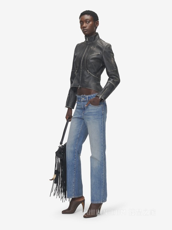 解构腰线牛仔裤