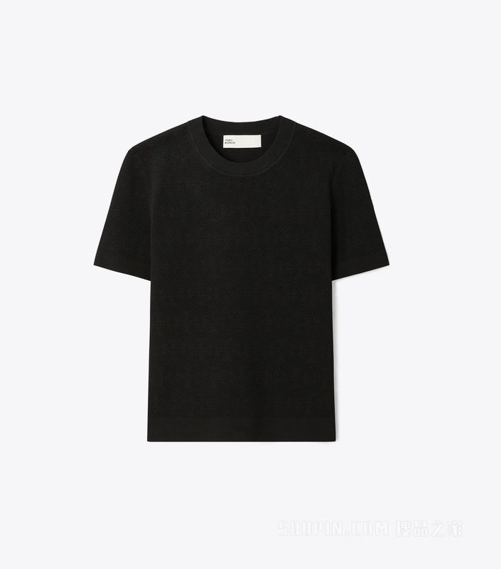 【新品】T Monogram 提花短袖上衣 黑色