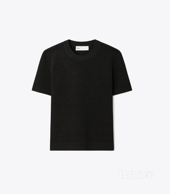 【新品】T Monogram 提花短袖上衣 黑色