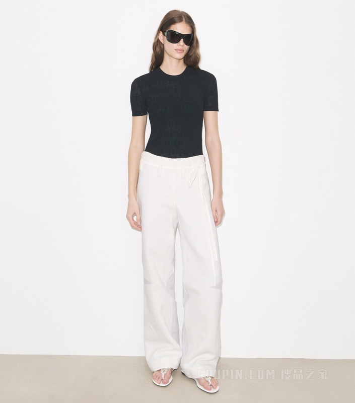 【新品】T Monogram 提花短袖上衣 黑色