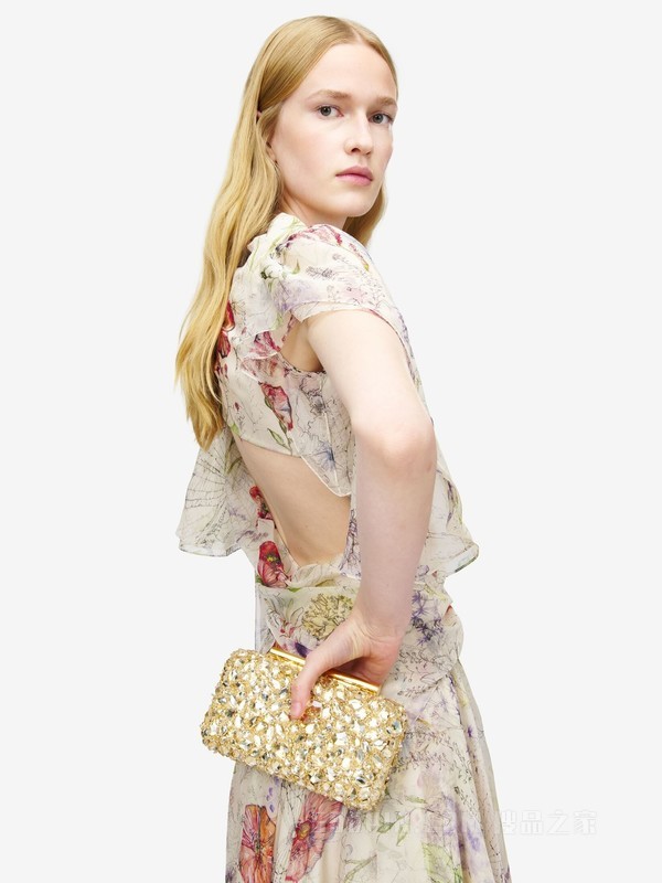 草甸花卉印花不对称晚宴连衣裙