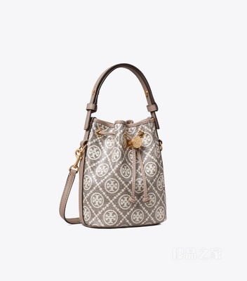 T Monogram 提花迷你水桶包 炭灰色
