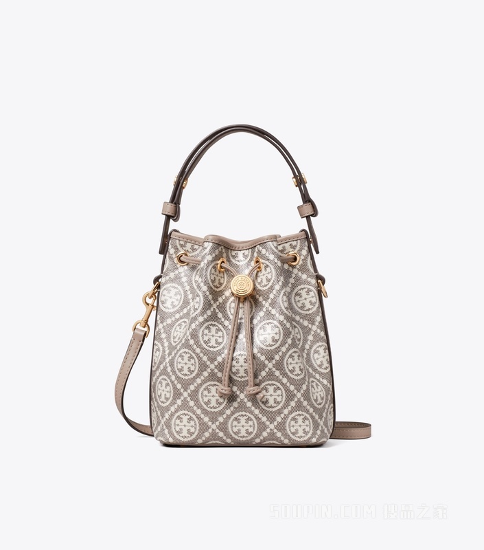 T Monogram 提花迷你水桶包 炭灰色