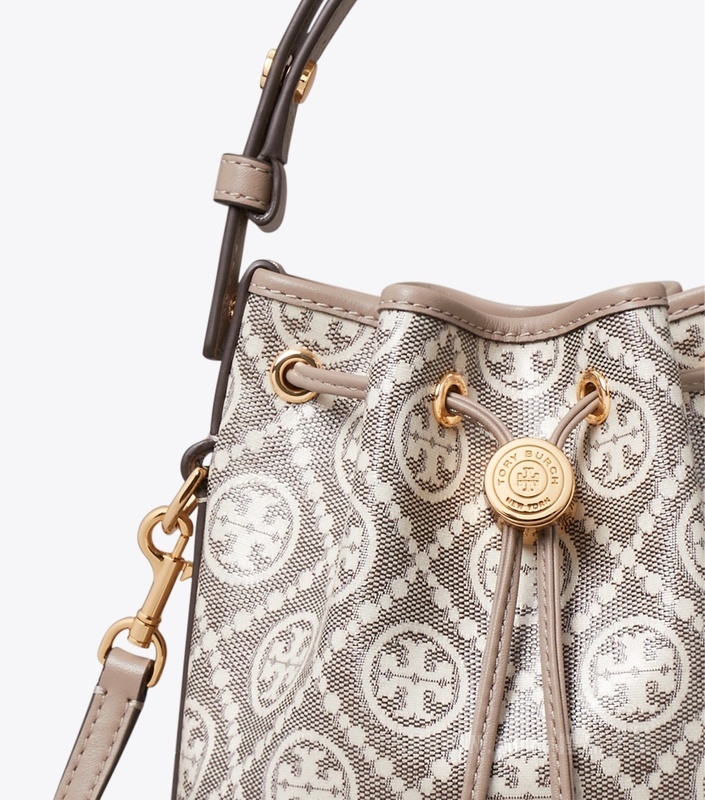 T Monogram 提花迷你水桶包 炭灰色