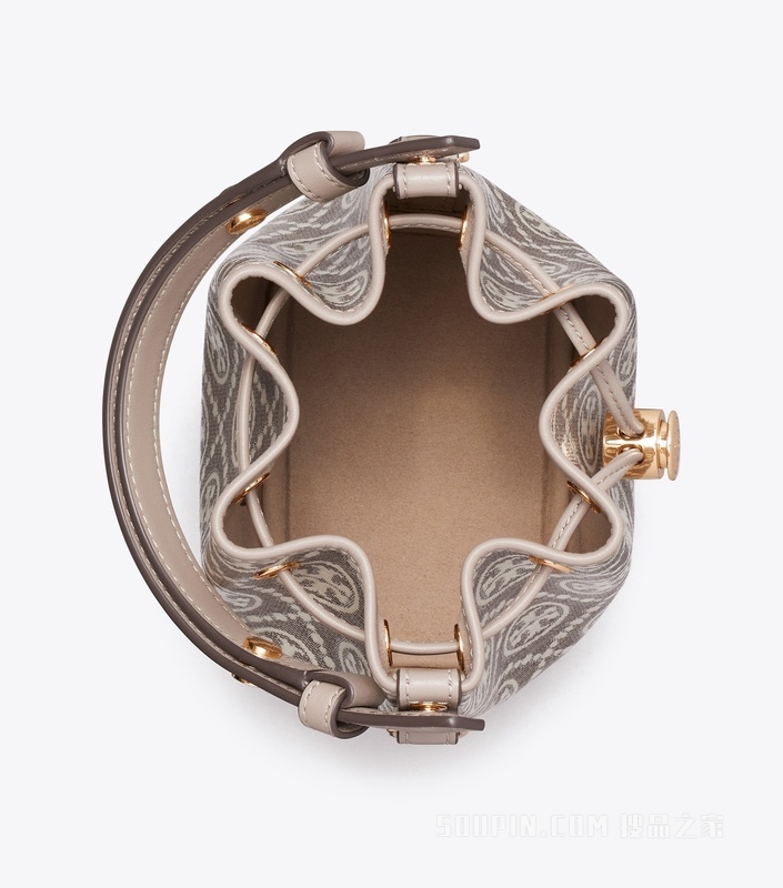 T Monogram 提花迷你水桶包 炭灰色