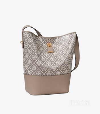 【新品】T Monogram 提花纤巧锁扣水桶包 炭灰色