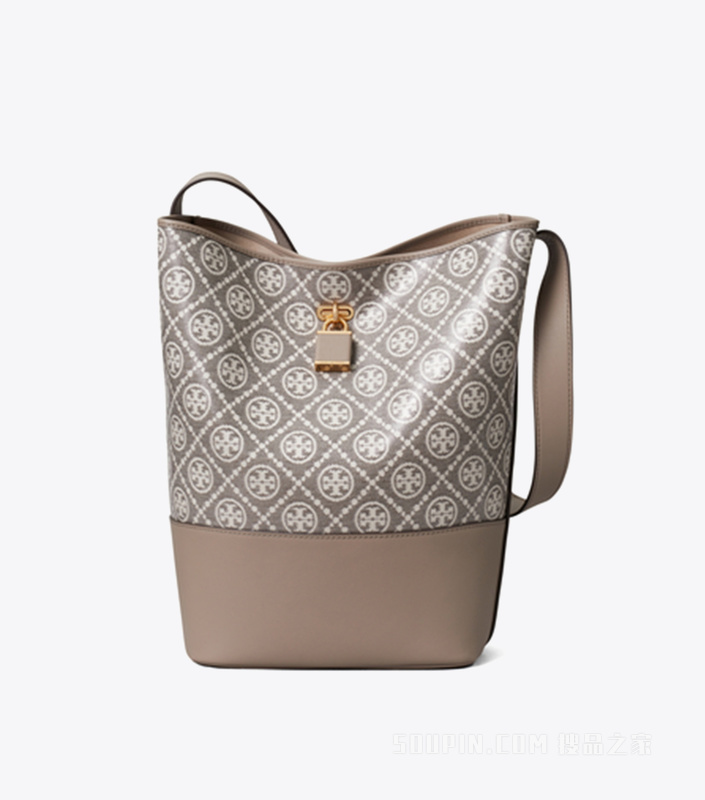 【新品】T Monogram 提花纤巧锁扣水桶包 炭灰色
