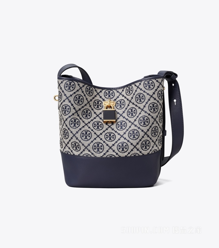 【新品】中号 T Monogram 纤巧锁扣水桶包 Tory 海军蓝