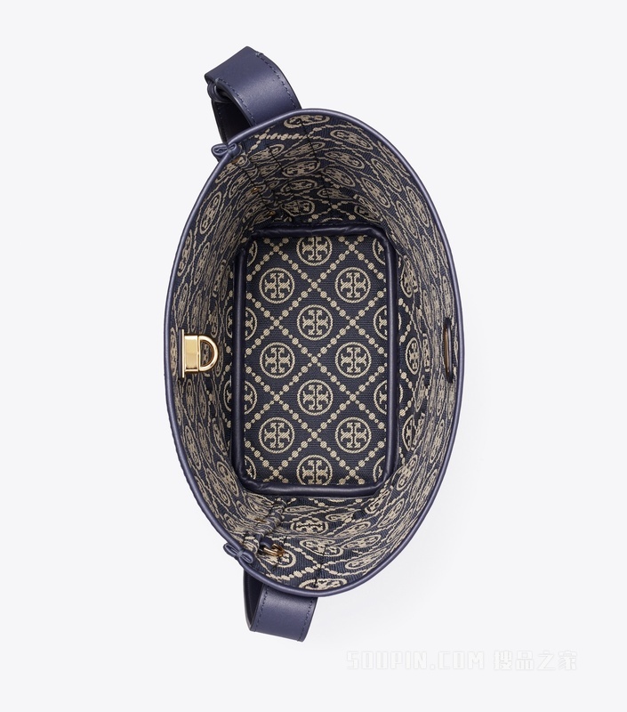 【新品】中号 T Monogram 纤巧锁扣水桶包 Tory 海军蓝
