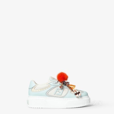 FENDI Match 浅蓝色皮革挂饰厚底低帮鞋