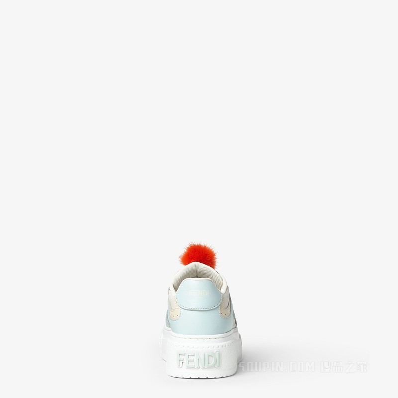 FENDI Match 浅蓝色皮革挂饰厚底低帮鞋