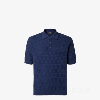 Polo衫 深蓝色棉质针织Polo衫