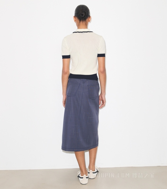 【新品】镂空短袖 Polo 衫 象牙白 / 中调海军蓝