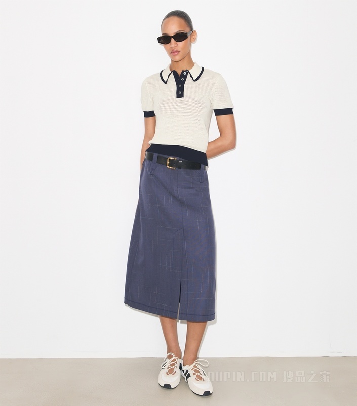 【新品】镂空短袖 Polo 衫 象牙白 / 中调海军蓝
