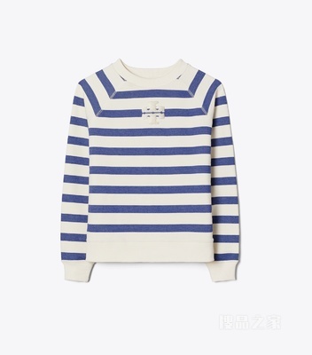 【新品】条纹棉质运动衫 象牙白流纹图案