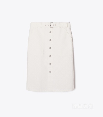 【新品】T Monogram 牛仔半身裙 米白/白色 T Monogram