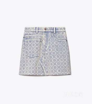 【新品】T Monogram 牛仔迷你半身裙 漂白水洗 T Monogram