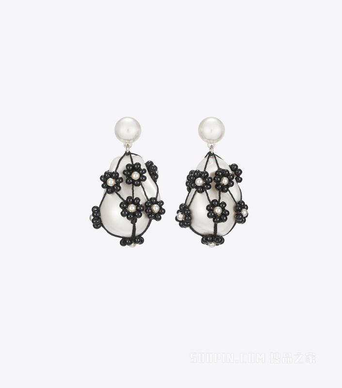 【新品】Curiosity 奇思妙想系列珍珠吊坠耳环 Tory 银/黑色