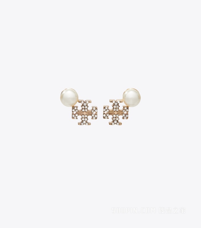 Moondance 月影流光系列 Logo 耳钉 Tory 金/珍珠色/水晶色