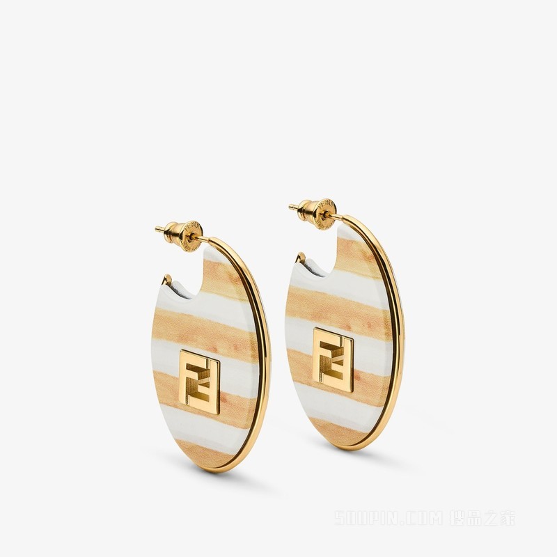 Forever FENDI耳环 白色和驼色Pequin树脂耳环