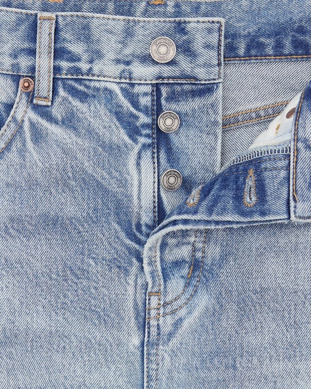 90年代风格南方蓝短款牛仔裤