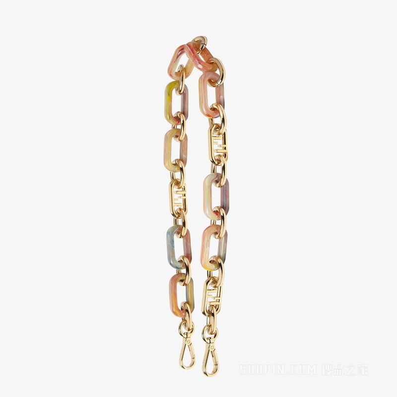 Strap You 金色金属和拼色树脂链条肩带