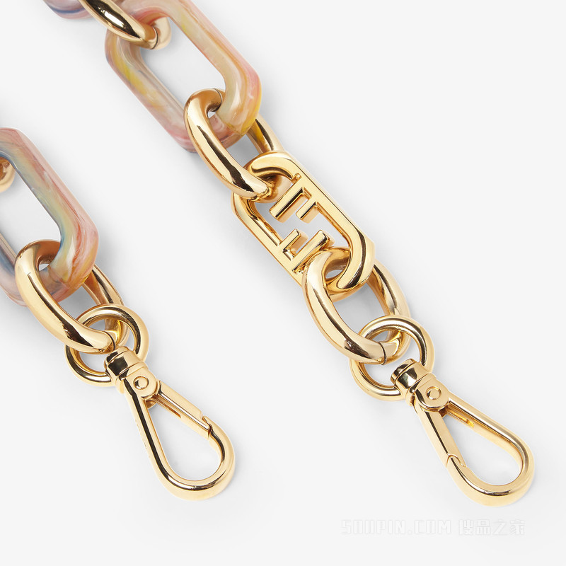 Strap You 金色金属和拼色树脂链条肩带