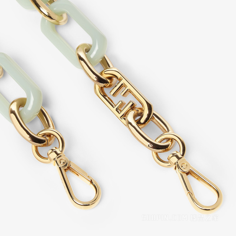 Strap You 金色金属和浅绿色链条肩带