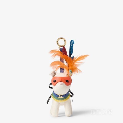 FENDI Ita 挂饰 拼色皮革和羽毛挂饰