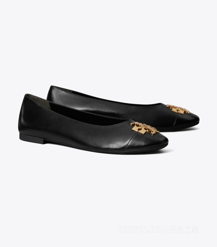 【新品】Charlie 芭蕾平底鞋 纯黑/金色