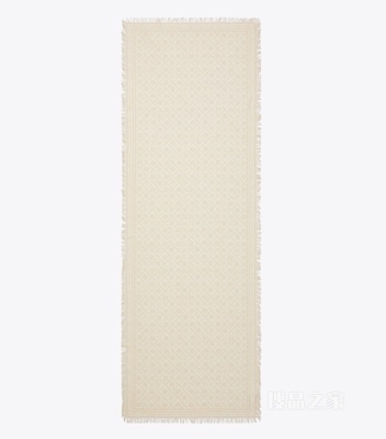 【新品】T Monogram 花卉图案长方形围巾 以象牙白为底色的 T Monogram 图案