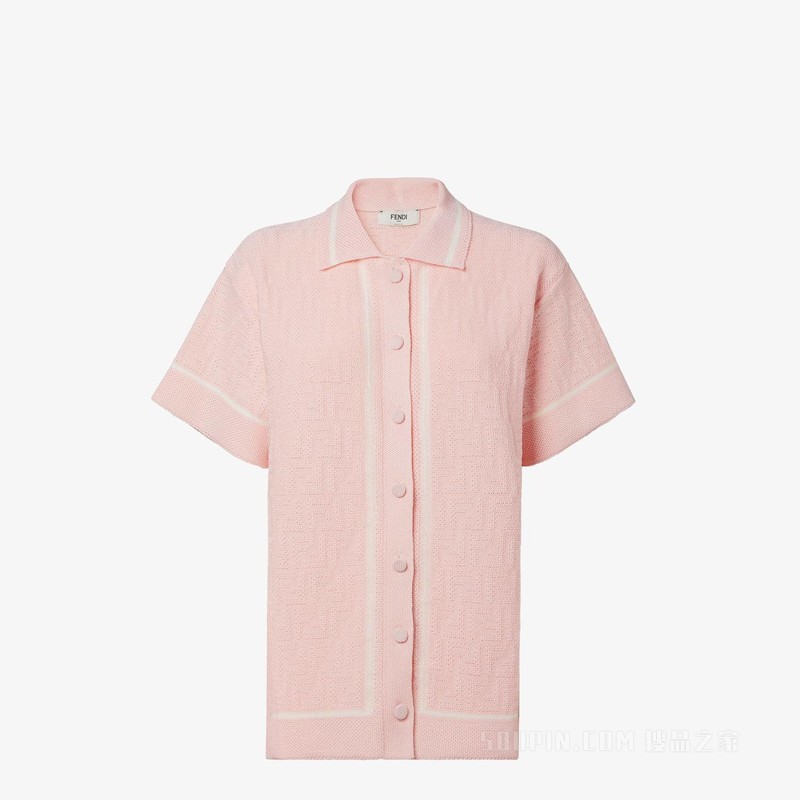 Polo衫 粉红色FF钩编Polo衫