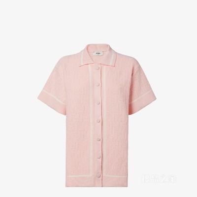 Polo衫 粉红色FF钩编Polo衫