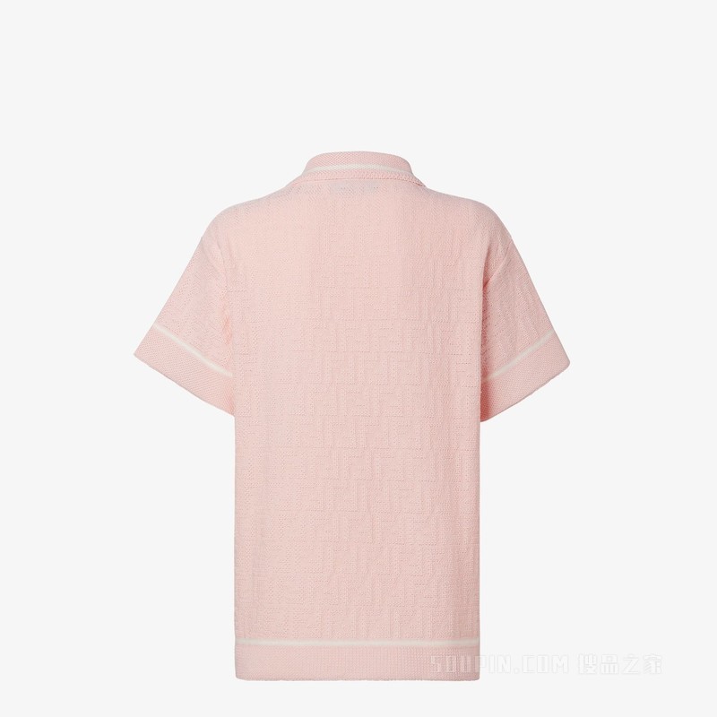 Polo衫 粉红色FF钩编Polo衫