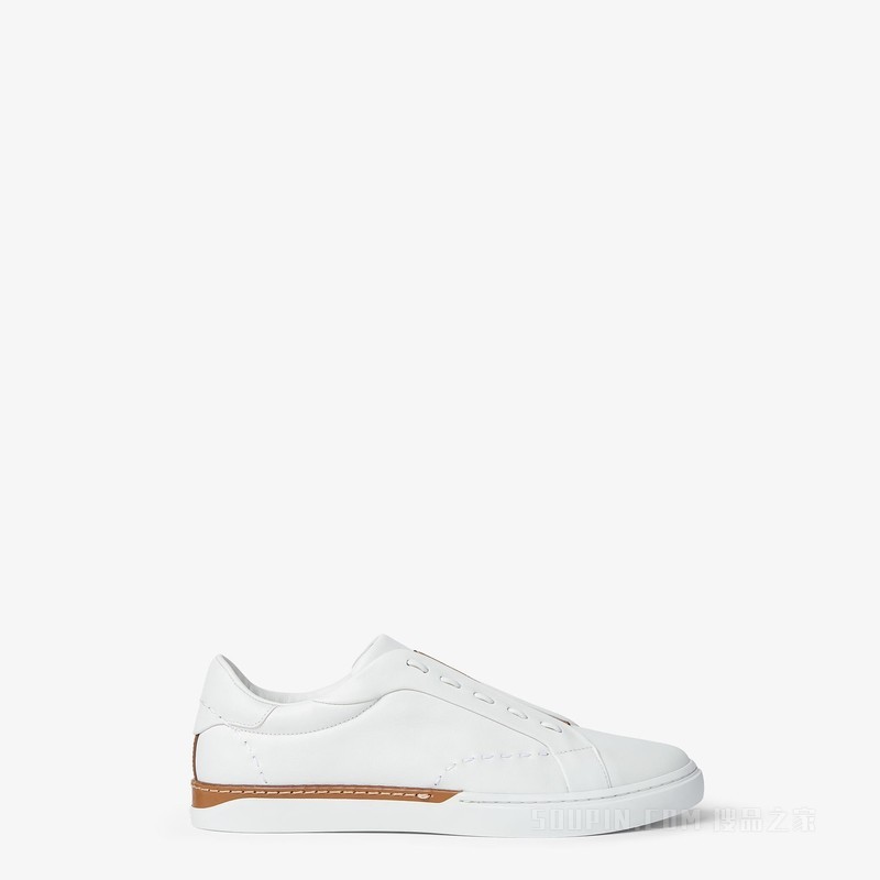FENDI City运动鞋 白色皮革低帮鞋