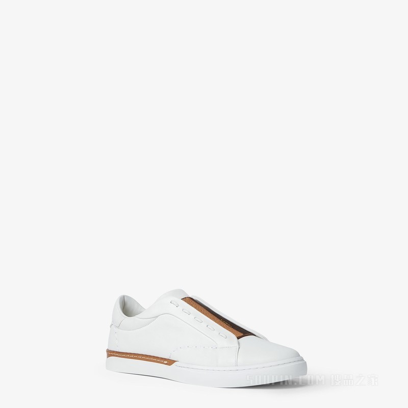 FENDI City运动鞋 白色皮革低帮鞋