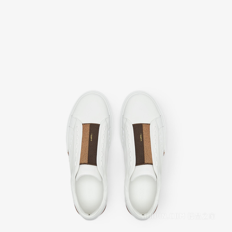 FENDI City运动鞋 白色皮革低帮鞋