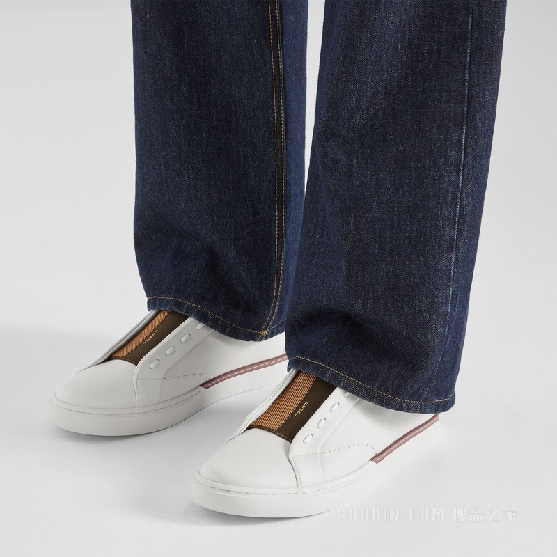 FENDI City运动鞋 白色皮革低帮鞋