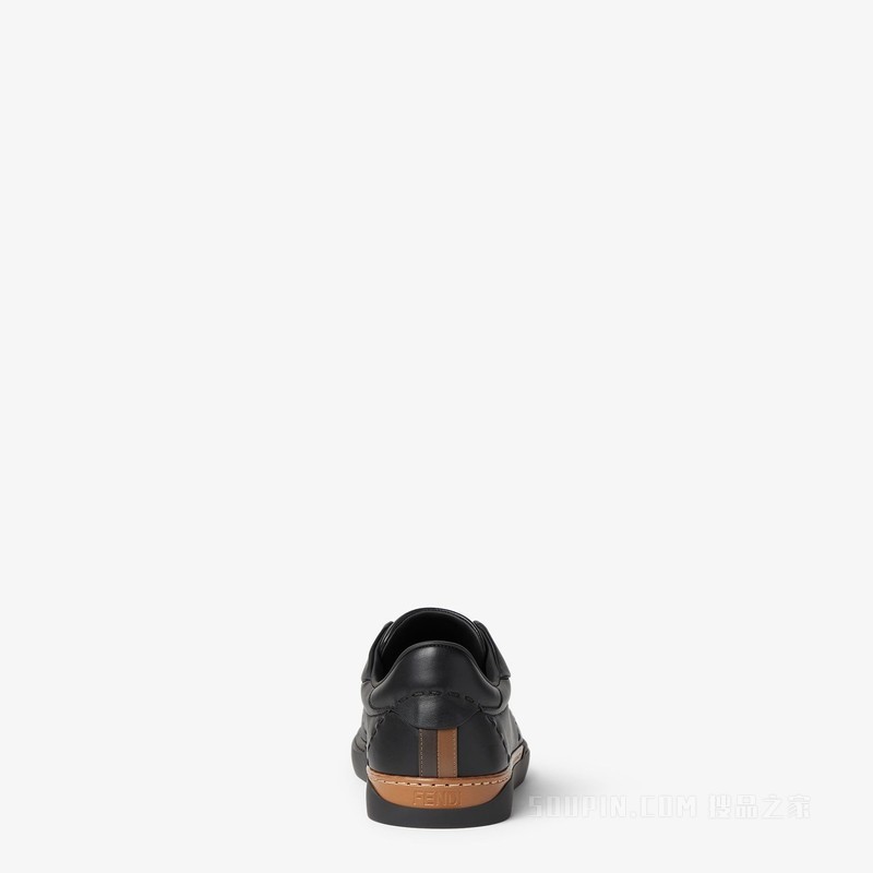 FENDI City运动鞋 黑色皮革低帮鞋