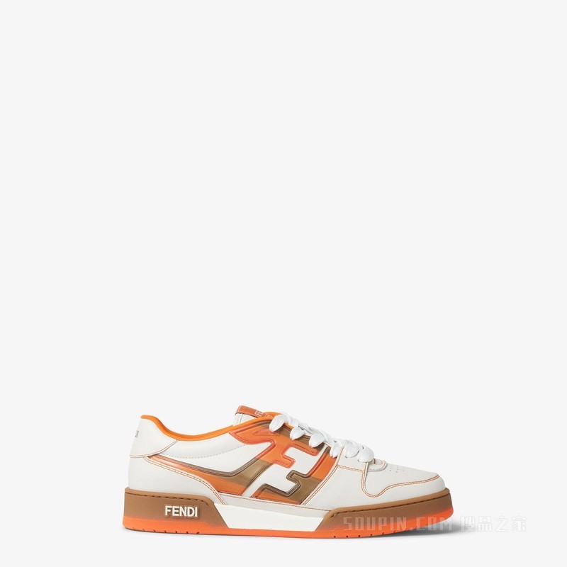 FENDI Match运动鞋 白色皮革低帮鞋