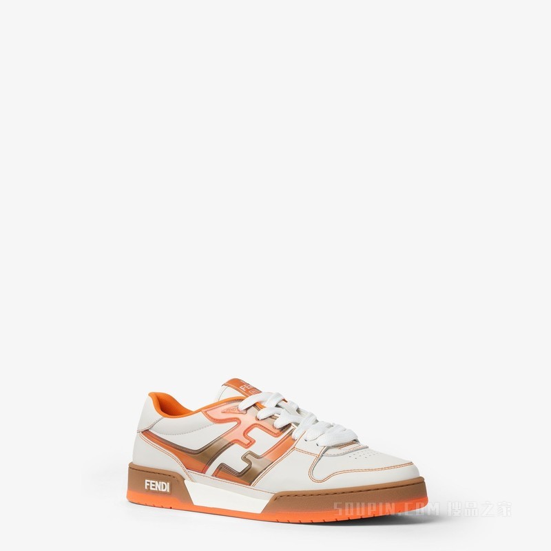 FENDI Match运动鞋 白色皮革低帮鞋