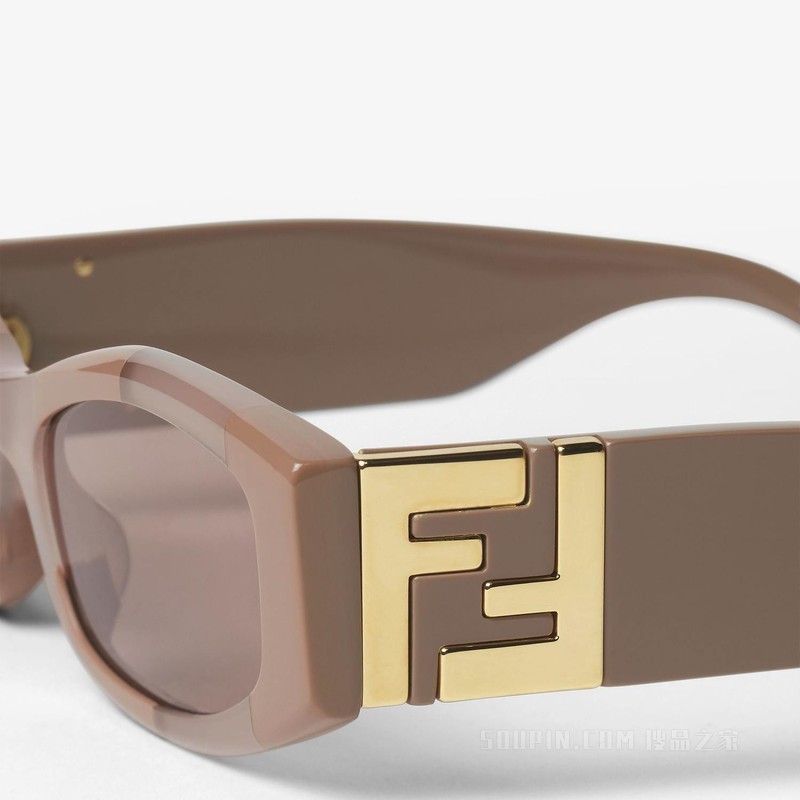 Forever FENDI Pequin条纹棕色醋酸酯材料太阳镜